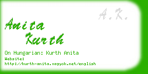 anita kurth business card